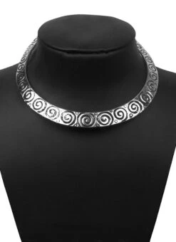 Silver Choker Necklace Party Wear -C Bazaar Shop silver choker necklace jynmpf9550 b