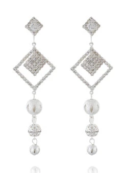 Silver Dangler Earrings Party Wear -C Bazaar Shop silver dangler earrings erhof30364 b