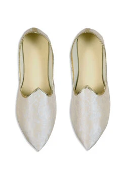 Silver Faux Leather Embroidered Mojri -C Bazaar Shop silver faux leather embroidered mojri mfwmrg310 b