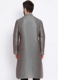 Silver Grey Dupion Silk Soild Stitched Kurta 5 Silver Grey Dupion Silk Soild Stitched Kurta -C Bazaar Shop silver grey dupion silk soild stitched kurta kudmf16151361ng b