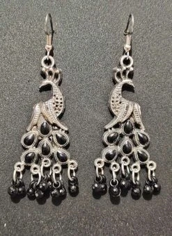 Silver N Black Dangler Earrings After Six Wear 5 Silver N Black Dangler Earrings After Six Wear -C Bazaar Shop silver n black dangler earrings ermbm266 b
