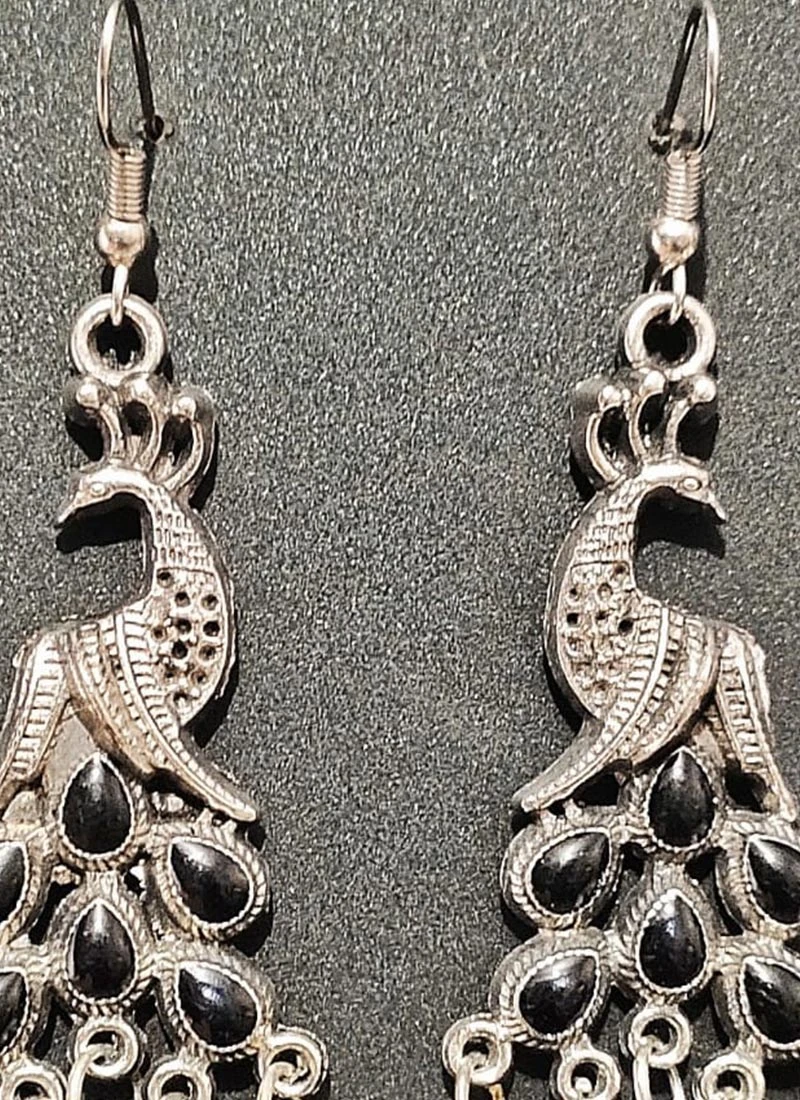 Silver N Black Dangler Earrings After Six Wear 1 Silver N Black Dangler Earrings After Six Wear
