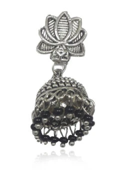 Silver N Black Jhumka Earrings Festive Wear