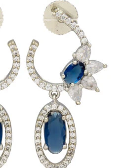Silver N Blue Stones Alloy Danglers Party Wear