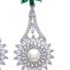 Silver N Green Stones Alloy Danglers Party Wear