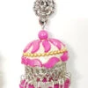 Silver N Pink Jhumka Earrings Festive Wear