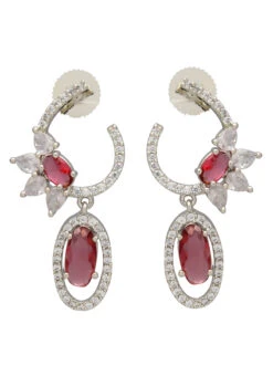 Silver N Red Stones Alloy Danglers Party Wear -C Bazaar Shop silver n red stones alloy danglers erjrurea2320 b