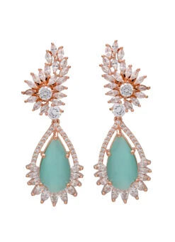 Silver N Sea Green Stones Alloy Danglers Party Wear -C Bazaar Shop silver n sea green stones alloy danglers erjrurea2328 b