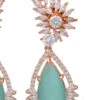 Silver N Sea Green Stones Alloy Danglers Party Wear