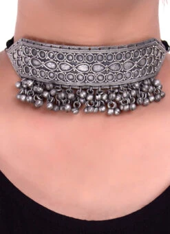 Silver Plated Oxidised Ghungroo Choker After Six Wear -C Bazaar Shop silver plated oxidised ghungroo choker jynm5ejw011 b