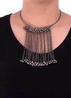 Silver Plated Oxidised Pendant Banjara Necklace After Six Wear -C Bazaar Shop silver plated oxidised pendant banjara necklace jynm5ejw008 b