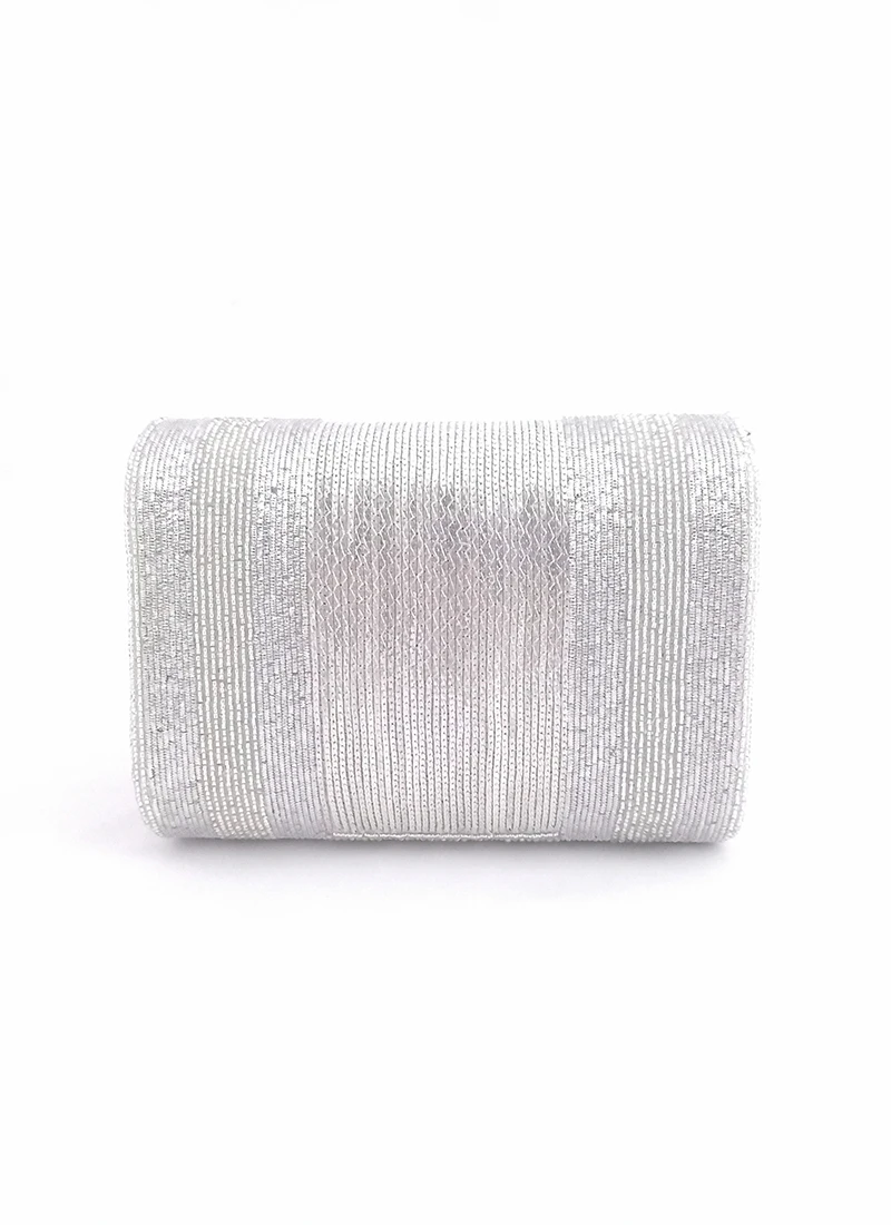 Silver Silk Designer Clutch 3 Silver Silk Designer Clutch - Image 3
