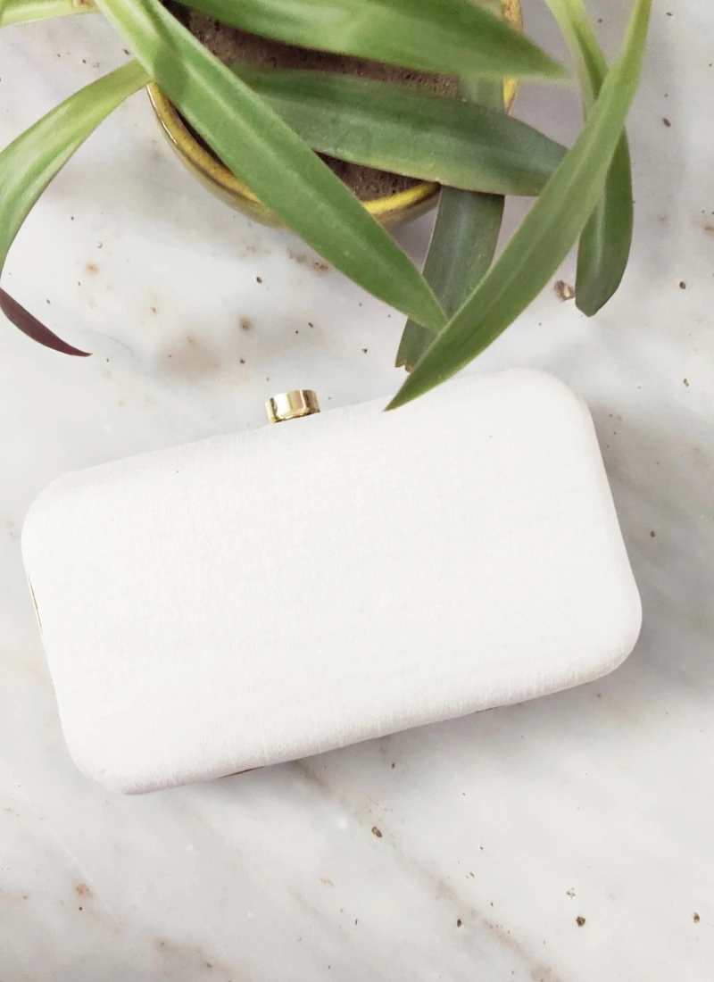 Silver Silk Hand Designer Clutch 3 Silver Silk Hand Designer Clutch - Image 3