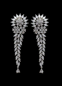 Silver Stones Alloy Danglers Party Wear -C Bazaar Shop silver stones alloy danglers erjrurea2342 b