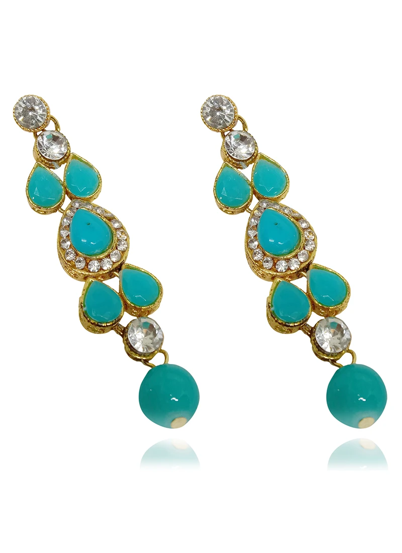 Sky Blue Alloy Danglers Earrings After Six Wear 3 Sky Blue Alloy Danglers Earrings After Six Wear - Image 3