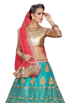 Sky Blue Art Silk Embroidered A Line Lehenga Party Wear -C Bazaar Shop sky blue art silk embroidered a line lehenga ghssit321204 b