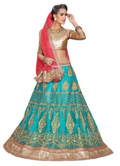 Sky Blue Art Silk Embroidered A Line Lehenga Party Wear -C Bazaar Shop sky blue art silk embroidered a line lehenga ghssit321204 u