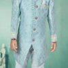 Sky Blue Art Silk Embroidery Indowestern Sherwani Party Wear