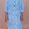 Sky Blue Cotton Solid Kurta Pyjama Festive Wear