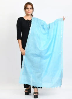 Sky Blue Linen Cotton Dupatta Work Wear -C Bazaar Shop sky blue linen cotton dupatta dpdmimfd168 u