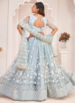 Sky Blue Net Thread Embroidery Sequins Umbrella Lehenga Party Wear 7 Sky Blue Net Thread Embroidery Sequins Umbrella Lehenga Party Wear -C Bazaar Shop sky blue net thread embroidery sequins umbrella lehenga ghskl2112 b