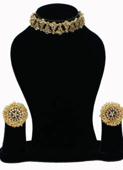 Sleek Kundan Choker Set Party Wear -C Bazaar Shop sleek kundan choker set jyddrj102411h b