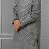 Smokey Grey Georgette Embroidered Boys Kurta Pyjama Party Wear