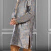 Smokey Grey Jacquard Silk Boys Kurta Pyjama Party Wear