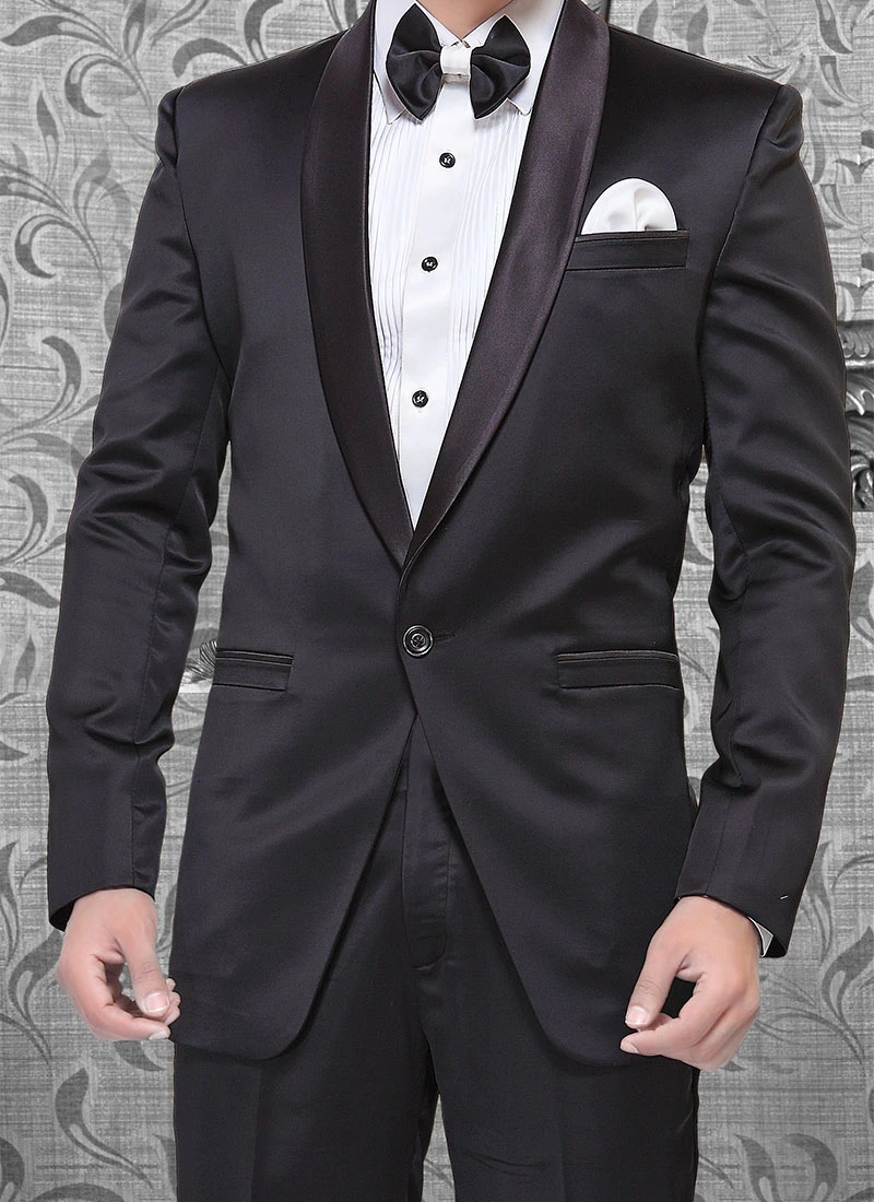 Sophisticated Black Satin Suit 1 Sophisticated Black Satin Suit