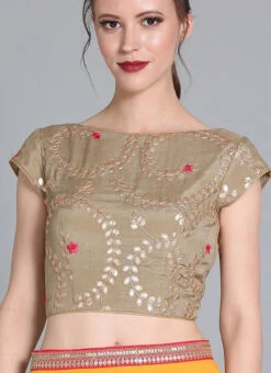 Sprout Green Embroidered Chinon Blouse Festive Wear -C Bazaar Shop sprout green embroidered chinon blouse BLBS02209580 u