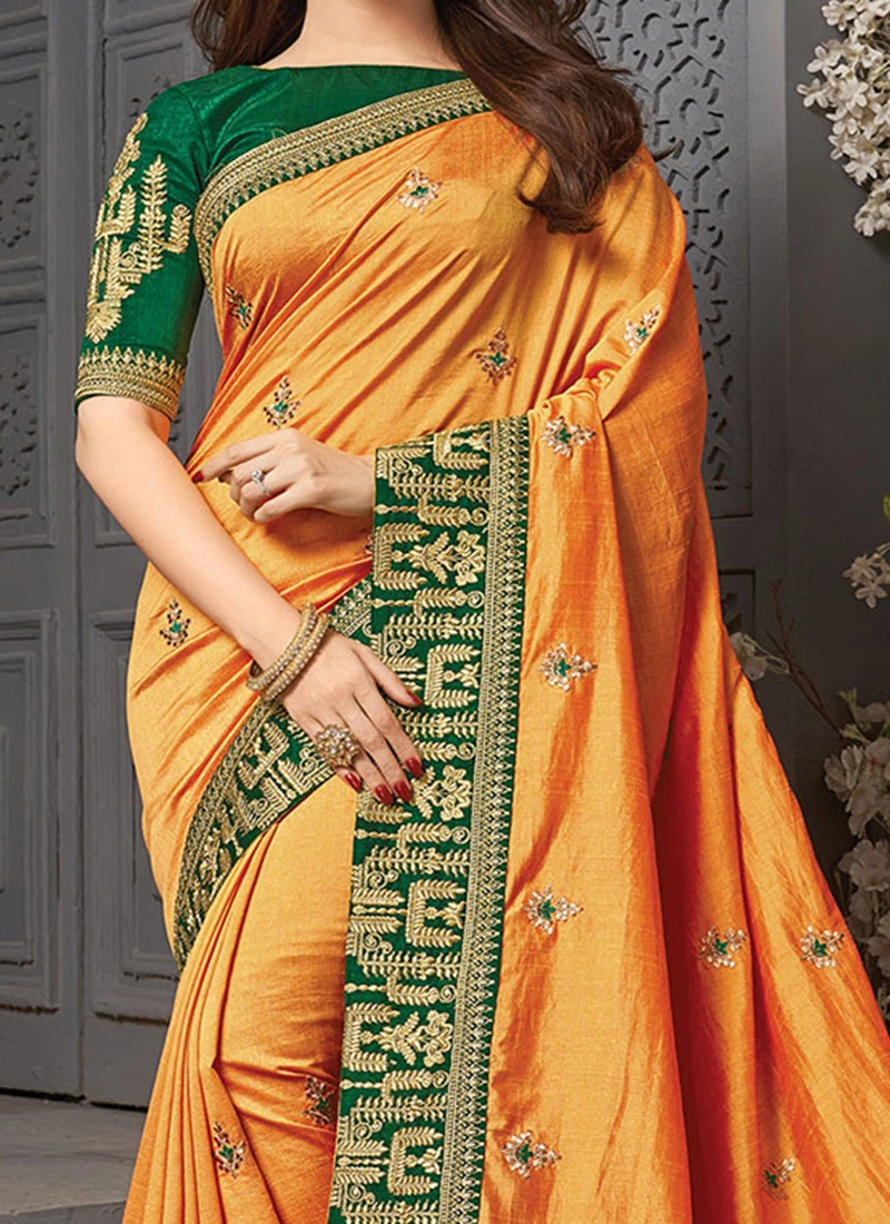 Tamanna Bhatia Mustard Vichitra Silk Embroidered Saree Party Wear 1 Tamanna Bhatia Mustard Vichitra Silk Embroidered Saree Party Wear