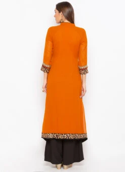 Tango Orange Georgette Embroidered Kurta Palazzo Set After Six Wear -C Bazaar Shop tango orange georgette embroidered kurta palazzo set krsmnc1908ks b