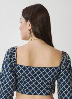 Teal Blue Georgette Embroidered Blouse Wedding Wear 7 Teal Blue Georgette Embroidered Blouse Wedding Wear -C Bazaar Shop teal blue georgette embroidered blouse BLBS02307621 b