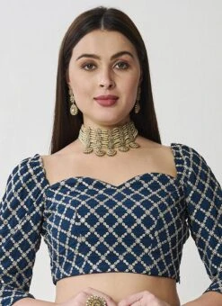 Teal Blue Georgette Embroidered Blouse Wedding Wear 6 Teal Blue Georgette Embroidered Blouse Wedding Wear -C Bazaar Shop teal blue georgette embroidered blouse BLBS02307621 u