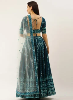 Teal Blue Georgette Embroidered Umbrella Lehenga Party Wear 7 Teal Blue Georgette Embroidered Umbrella Lehenga Party Wear -C Bazaar Shop teal blue georgette embroidered umbrella lehenga ghsp5488t b