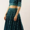 Teal Blue Georgette Embroidered Umbrella Lehenga Party Wear