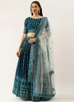 Teal Blue Georgette Embroidered Umbrella Lehenga Party Wear 6 Teal Blue Georgette Embroidered Umbrella Lehenga Party Wear -C Bazaar Shop teal blue georgette embroidered umbrella lehenga ghsp5488t u