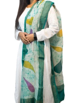 Teal Green With White Art Silk Dupatta Festive Wear