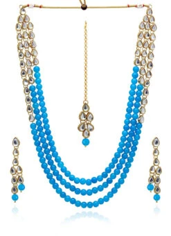 Tri Coloured Necklace Set Party Wear -C Bazaar Shop tri coloured necklace set jymmnikm572 b