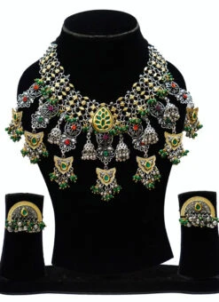 Tribal Chand Green Necklace Set Party Wear -C Bazaar Shop tribal chand green necklace set jyddrj112215h b