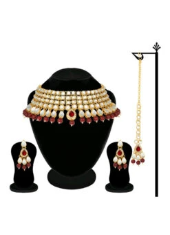 Tricolored Choker Set Wedding Wear -C Bazaar Shop tricolored choker set jymmvn10292 b