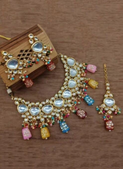 Tricoloured Alloy Kundan Necklace Party Wear -C Bazaar Shop tricoloured alloy kundan necklace jysmnikm1168 b