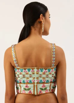 Turquoise Blue Silk Embroidered Work Blouse Party Wear 7 Turquoise Blue Silk Embroidered Work Blouse Party Wear -C Bazaar Shop turquoise blue silk embroidered work blouse blspfb133tbl b