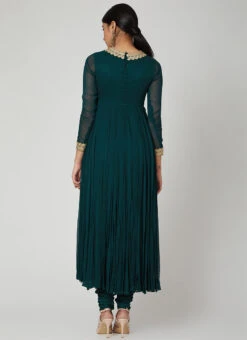 Turquoise Georgette Embroidered Anarkali Suit Party Wear -C Bazaar Shop turquoise georgette embroidered anarkali suit sldvc137 b