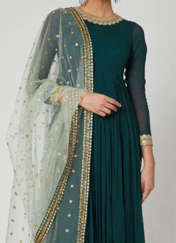 Turquoise Georgette Embroidered Anarkali Suit Party Wear