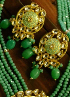 Turquoise Necklace Set With Earrings Party Wear