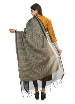 Weaving Black Handloom Cotton Dupatta Work Wear -C Bazaar Shop weaving black handloom cotton dupatta dpdmimfd080 b