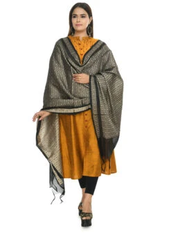 Weaving Black Handloom Cotton Dupatta Work Wear -C Bazaar Shop weaving black handloom cotton dupatta dpdmimfd080 u