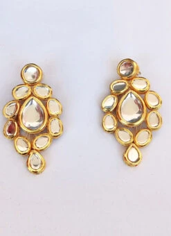 White Alloy Kundan Danglers Party Wear -C Bazaar Shop white alloy kundan danglers ermni206 b
