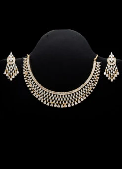 White Alloy Stone Necklace Party Wear 5 White Alloy Stone Necklace Party Wear -C Bazaar Shop white alloy stone necklace jynsjde1656 b